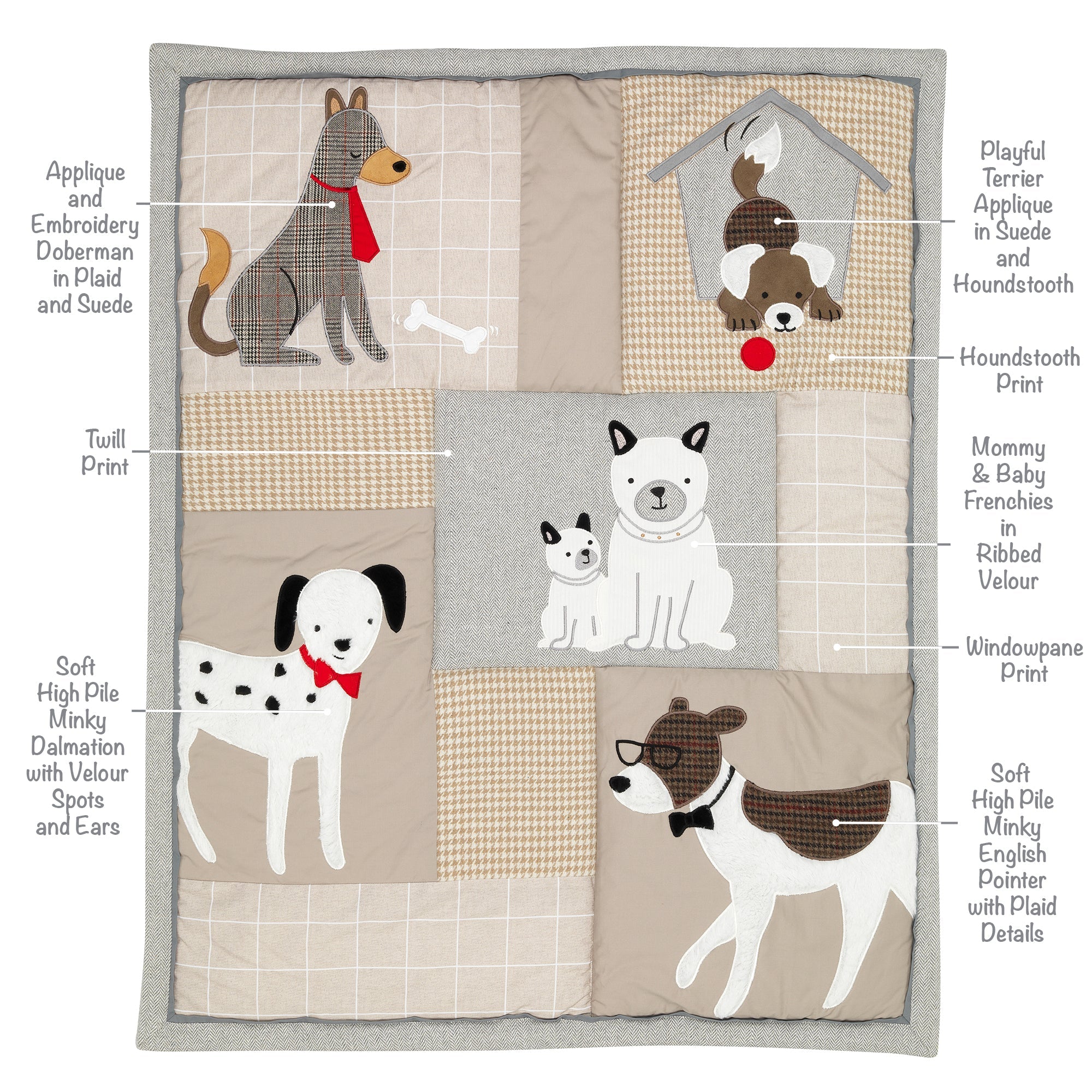 Bow Wow 3-Piece Crib Bedding Set