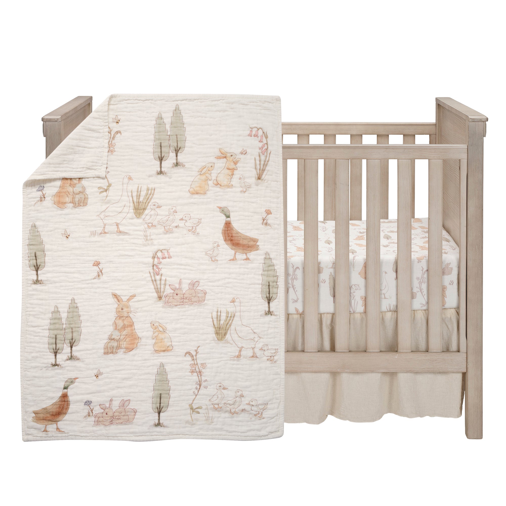 Bunny Hop Organic Cotton 3-Piece Crib Bedding Set