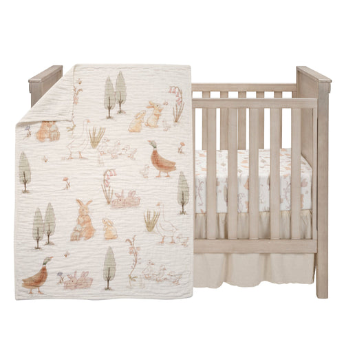 Bunny Hop Organic Cotton 3-Piece Crib Bedding Set