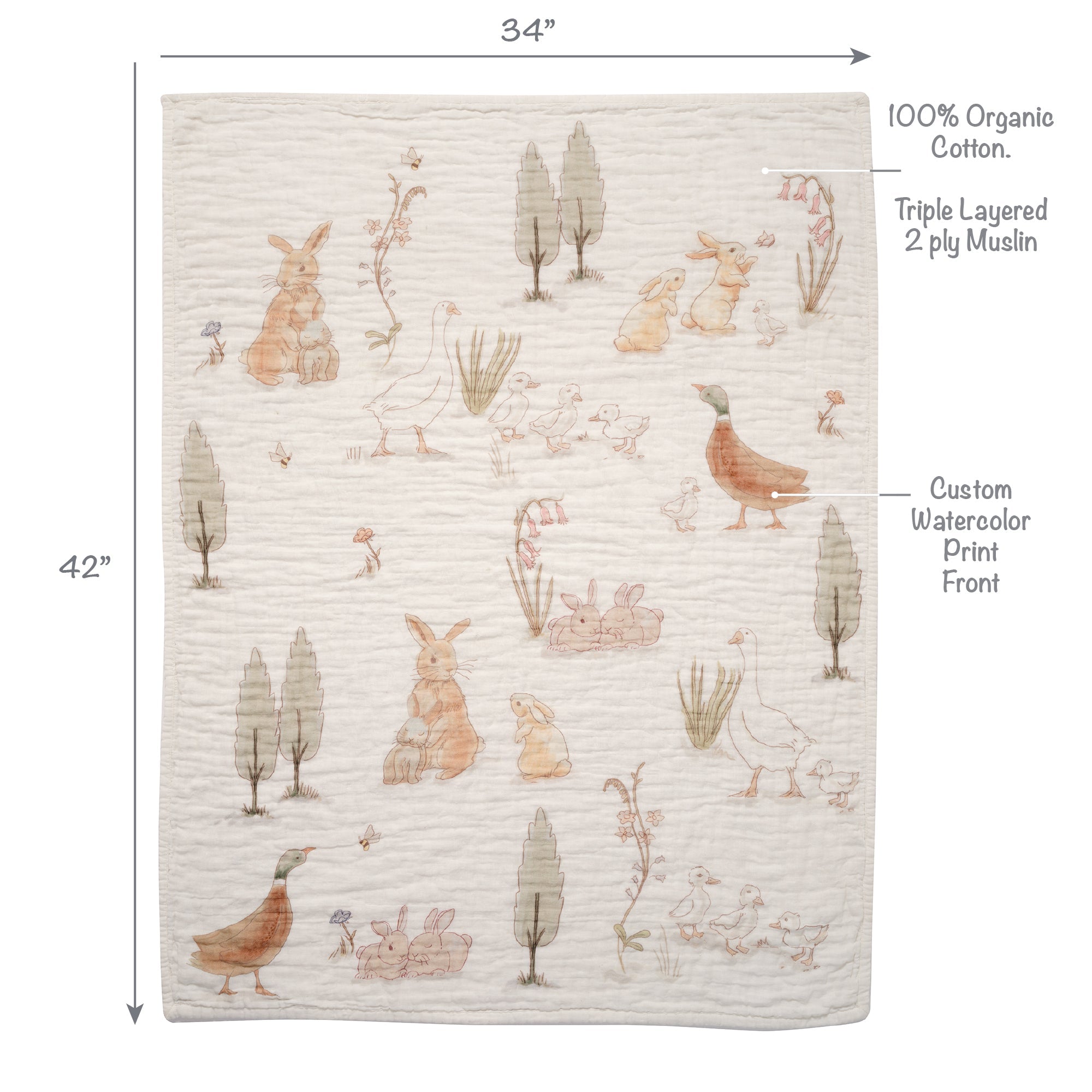 Bunny Hop Organic Cotton 3-Piece Crib Bedding Set