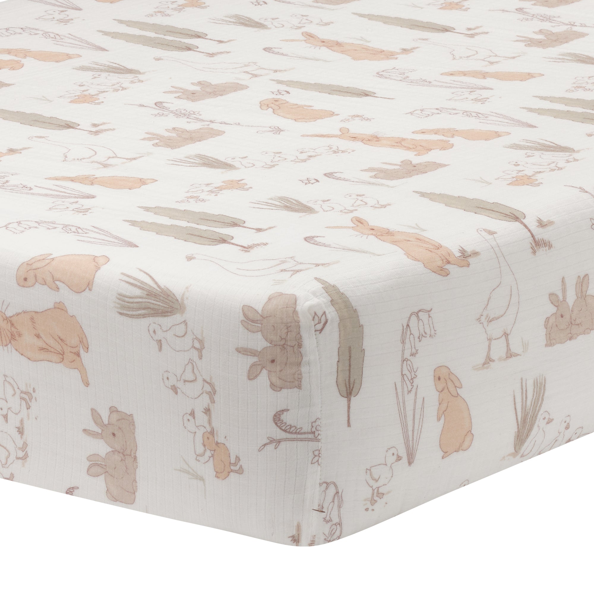 Bunny Hop Organic Cotton Muslin Crib Sheet