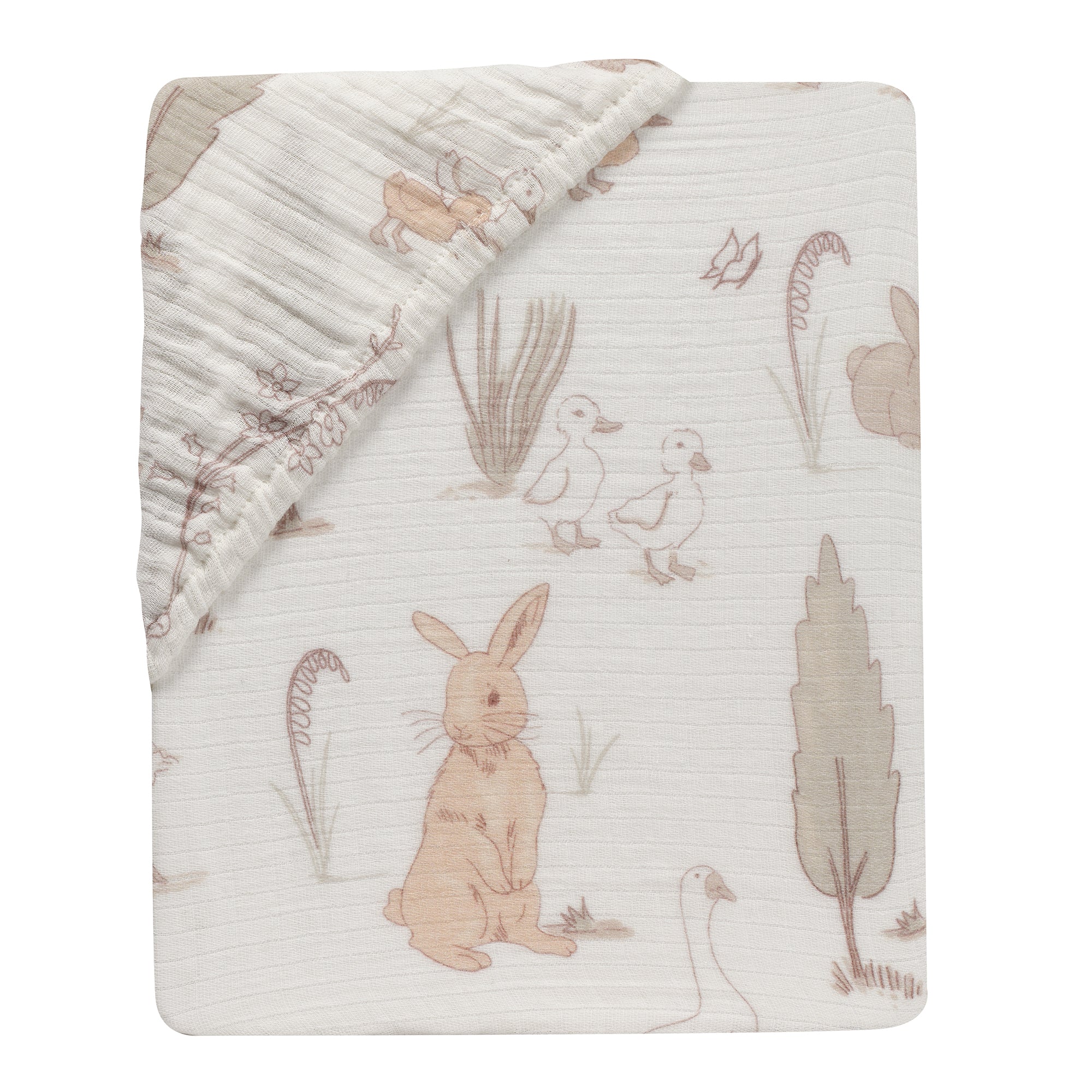 Bunny Hop Organic Cotton Muslin Crib Sheet