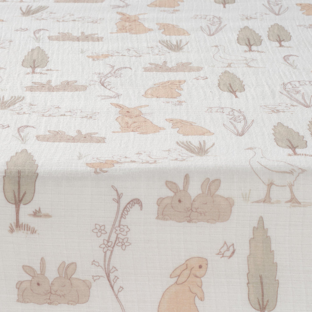 Bunny Hop Organic Cotton Muslin Crib Sheet