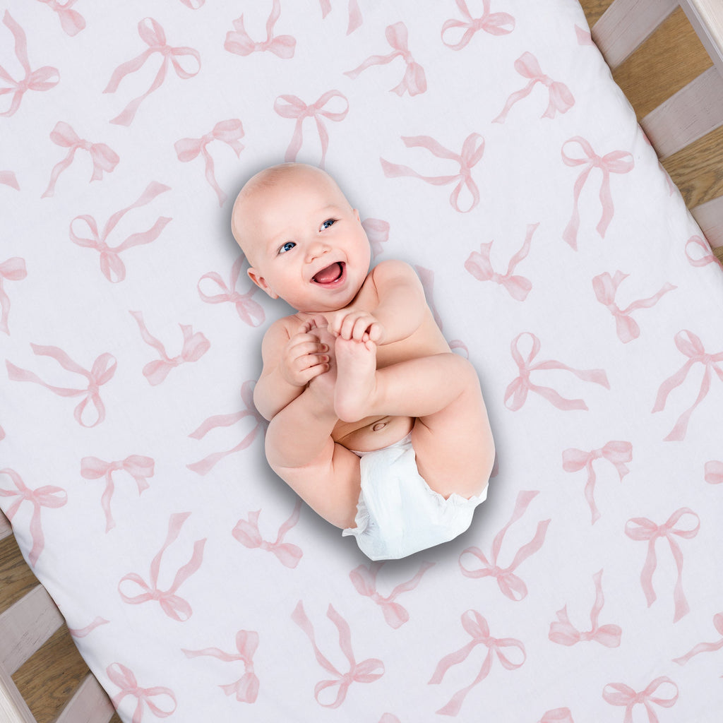 Coquette Floral Bows Fitted Crib Sheet