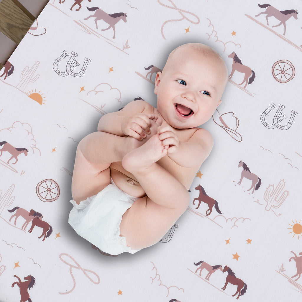 Country Western Cotton Fitted Crib Sheet