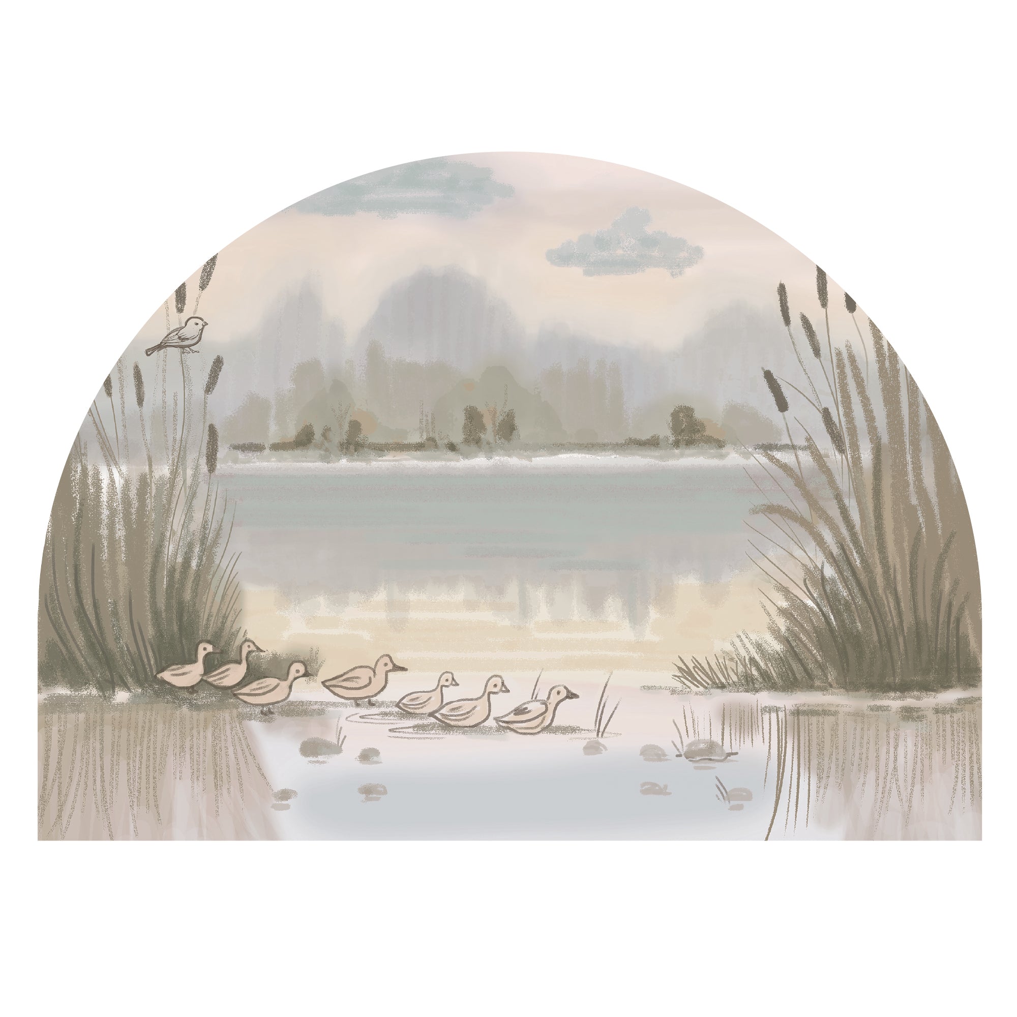 Little Ducklings Pond Wall Decal