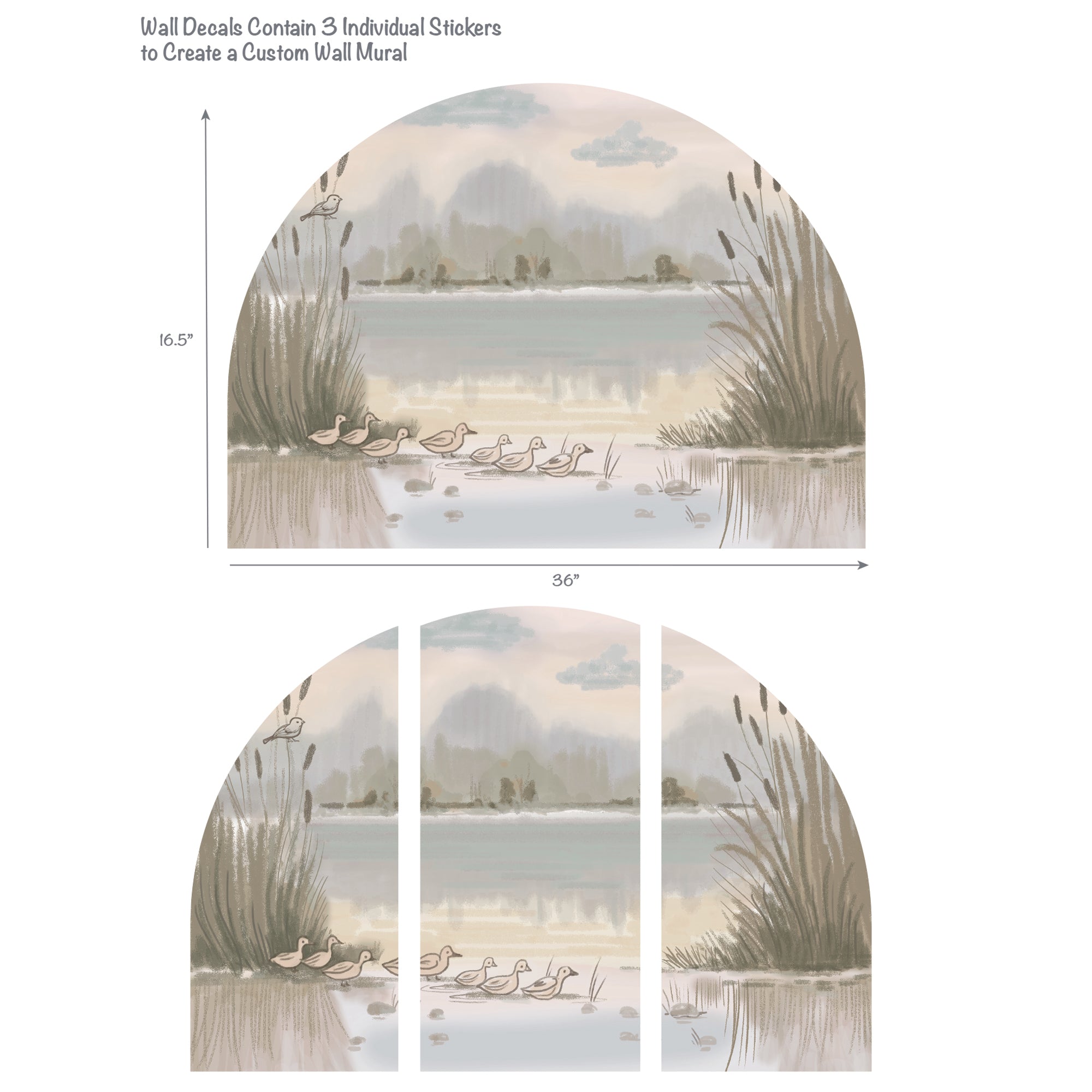 Little Ducklings Pond Wall Decal