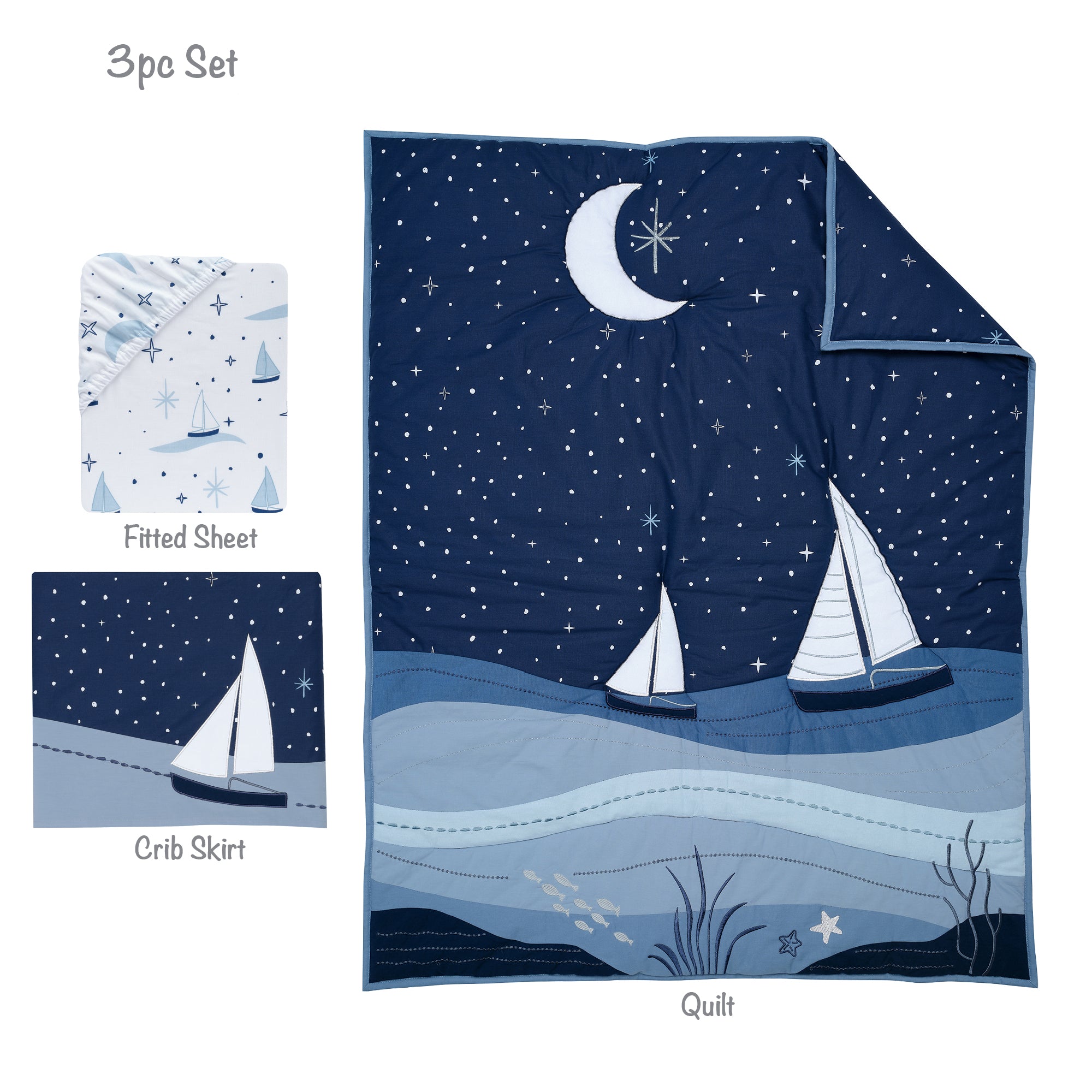 Little Skipper 3-Piece Crib Bedding Set