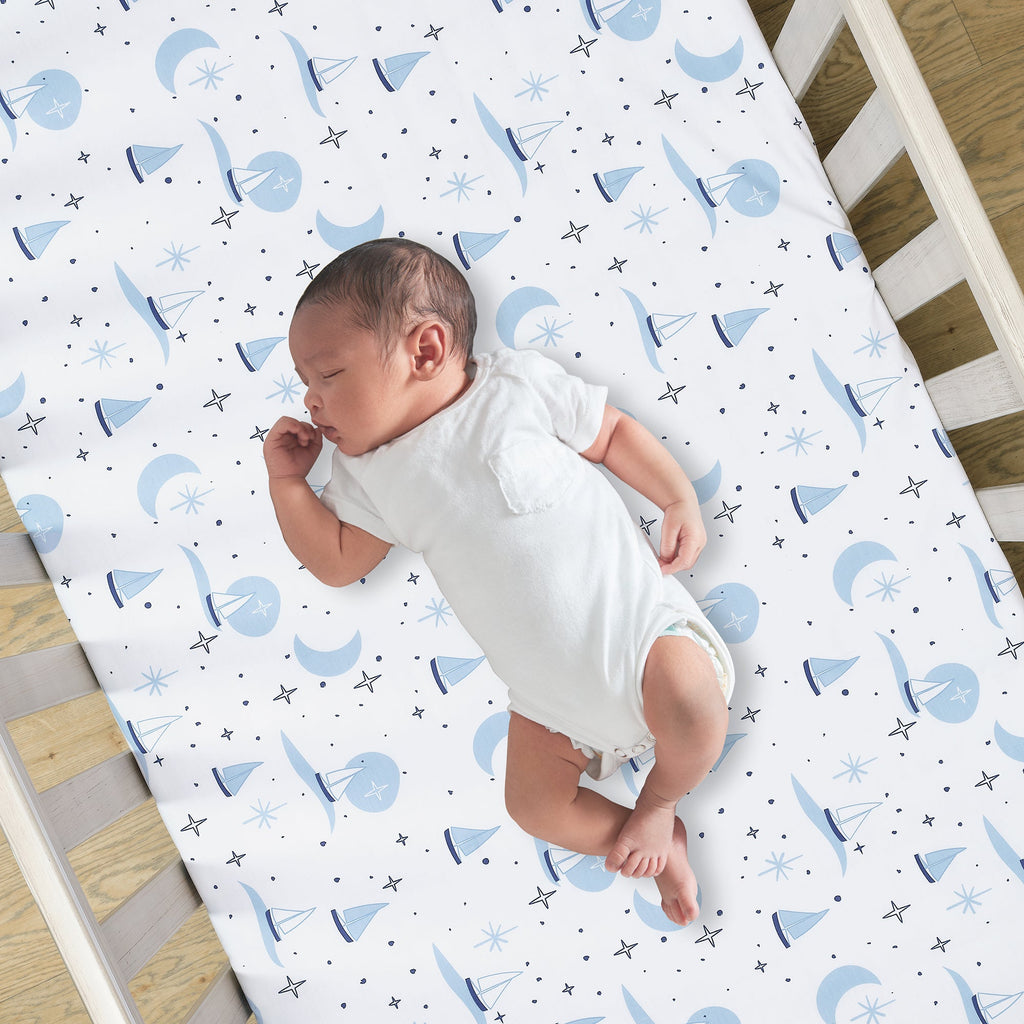 Little Skipper Cotton Fitted Crib Sheet