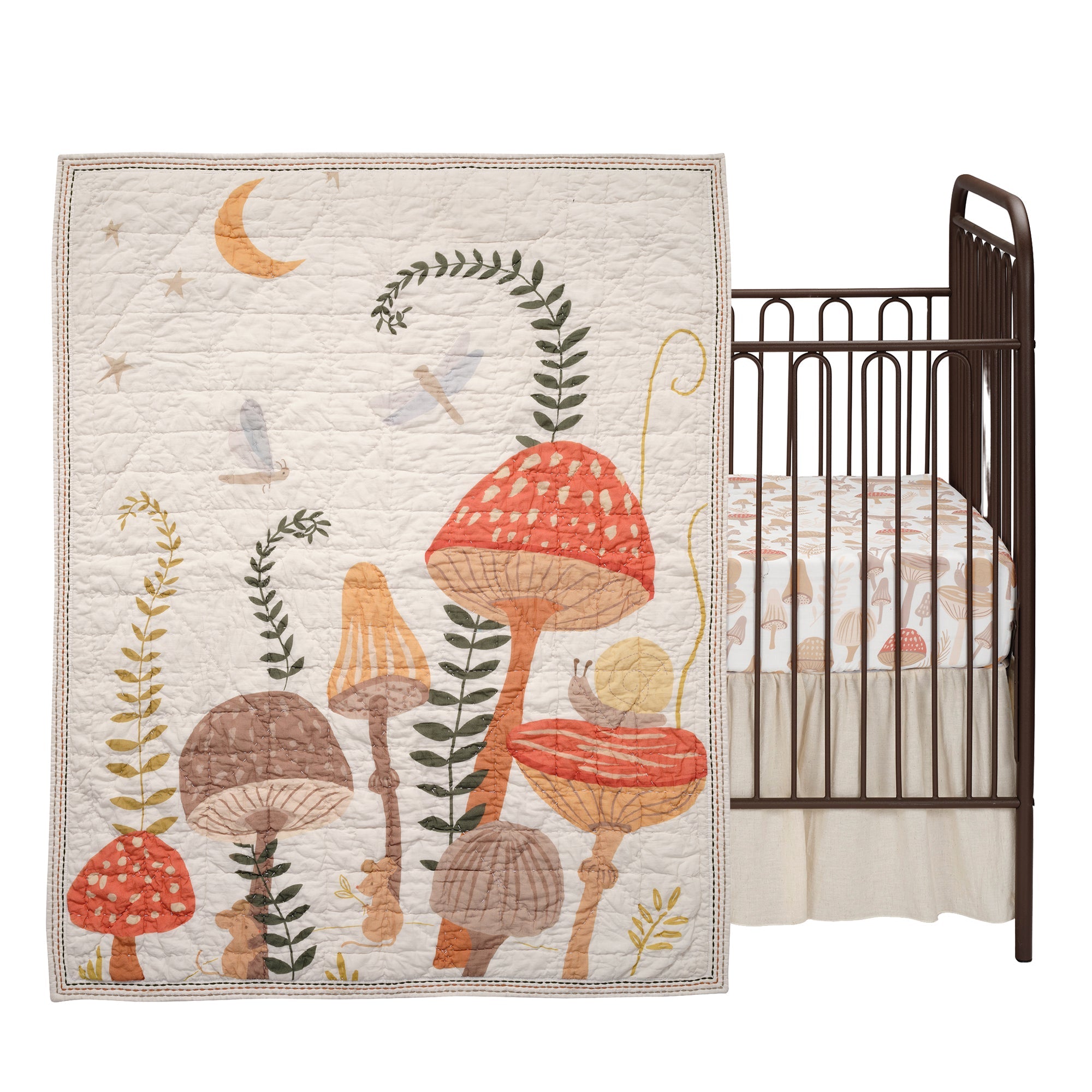 Mushroom Meadow 3-Piece Organic Crib Bedding Set