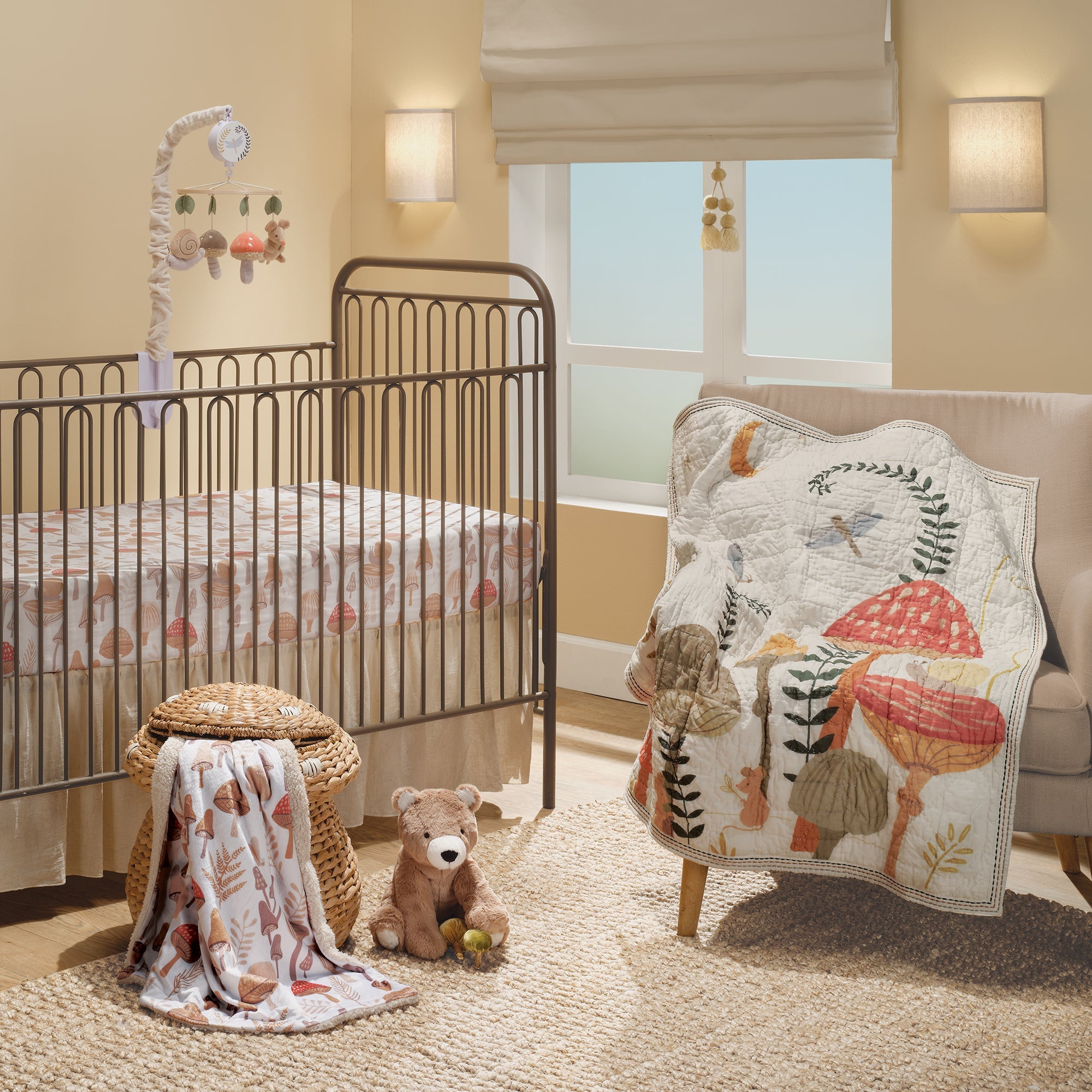 Mushroom Meadow Organic Cotton Crib Sheet