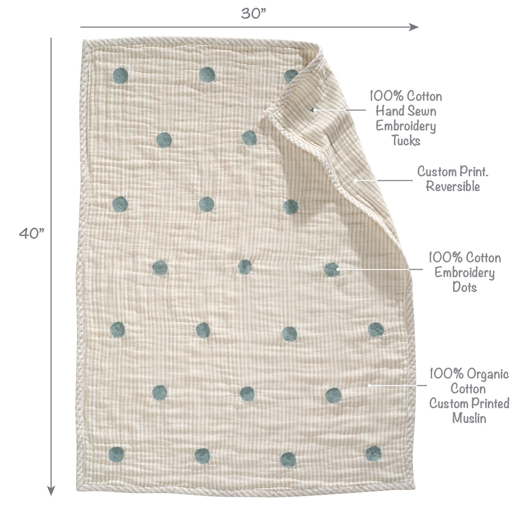 Signature Organic Embroidered Dot Crib Coverlet