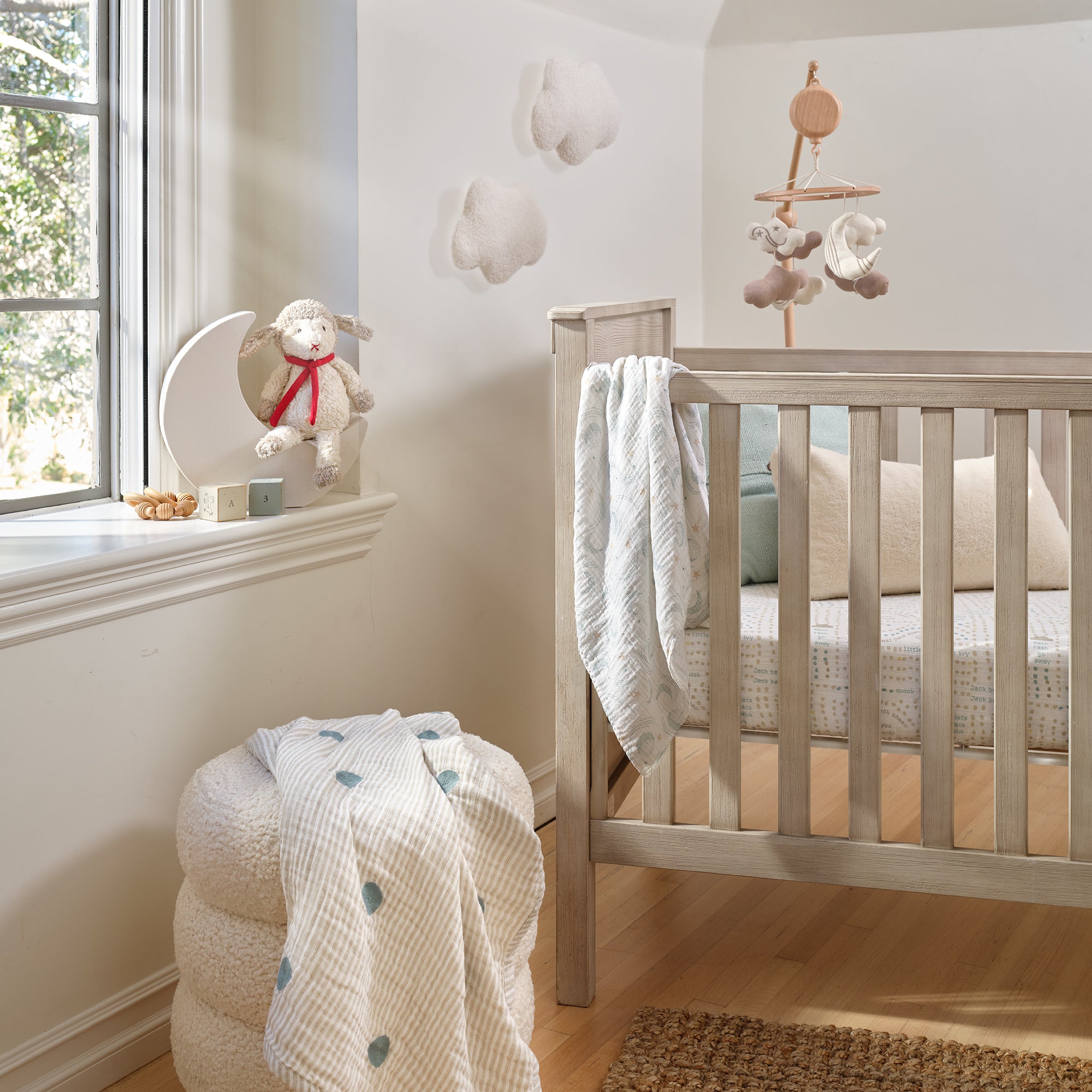 Signature Organic Embroidered Dot Crib Coverlet