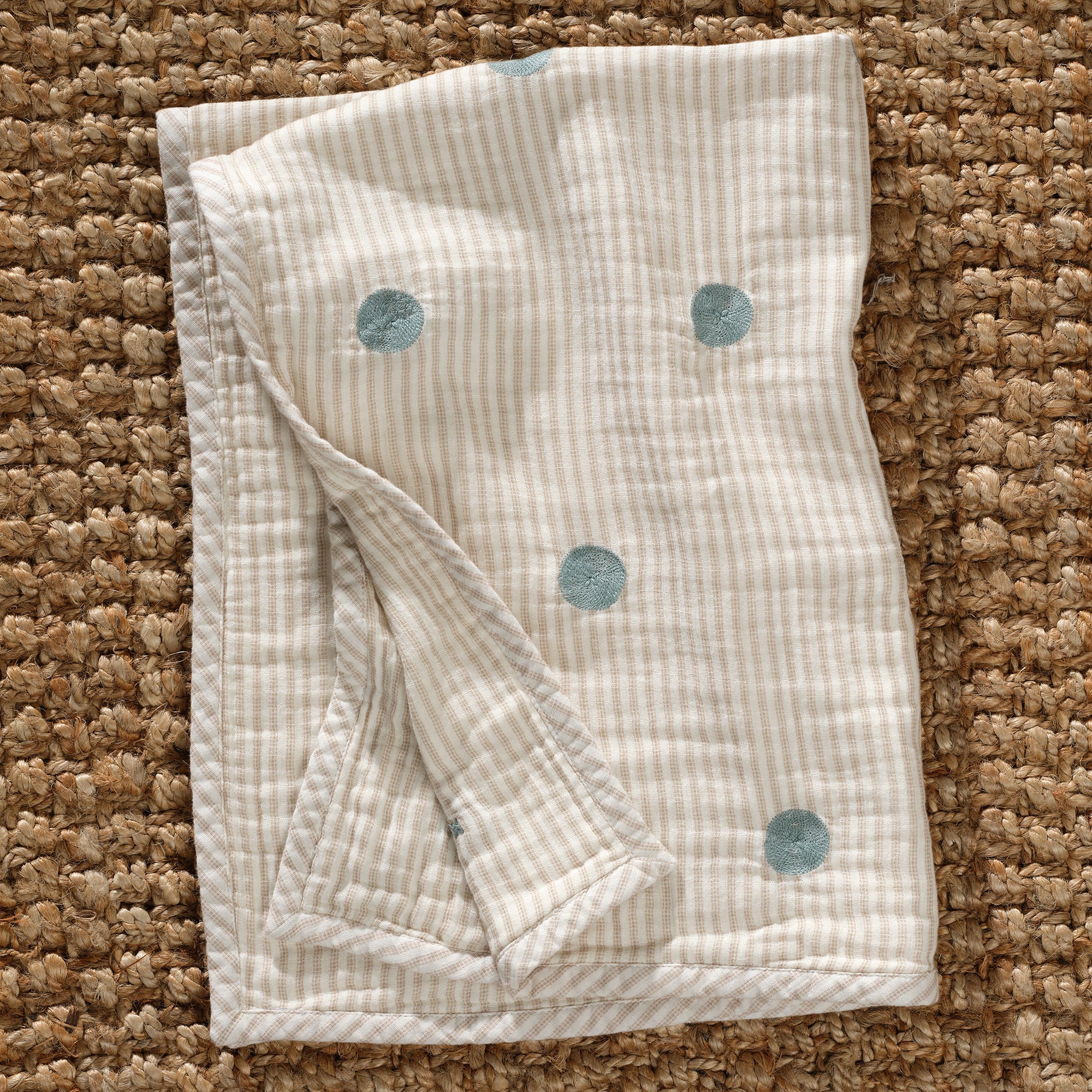 Signature Organic Embroidered Dot Crib Coverlet