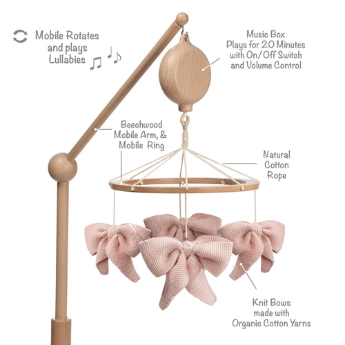 2-n-1 Organic Bow Musical Baby Crib Mobile