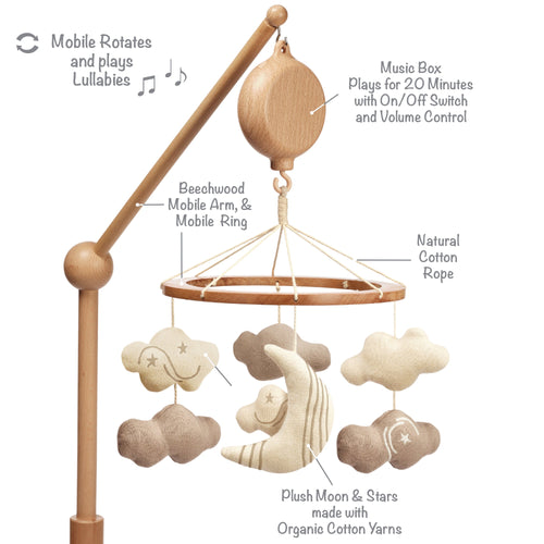 2-n-1 Organic Celestial Musical Baby Crib Mobile