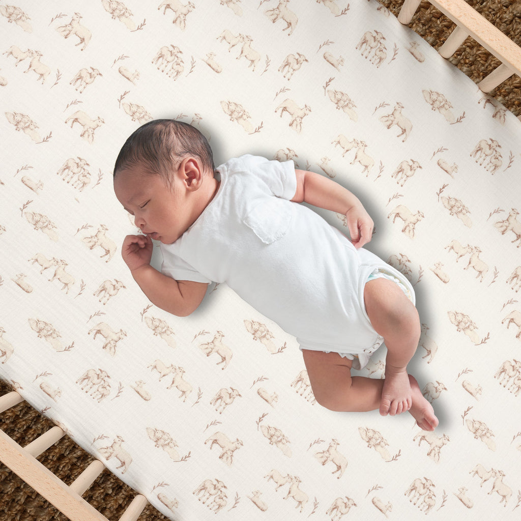 Signature Organic Cotton Lamb Fitted Crib Sheet