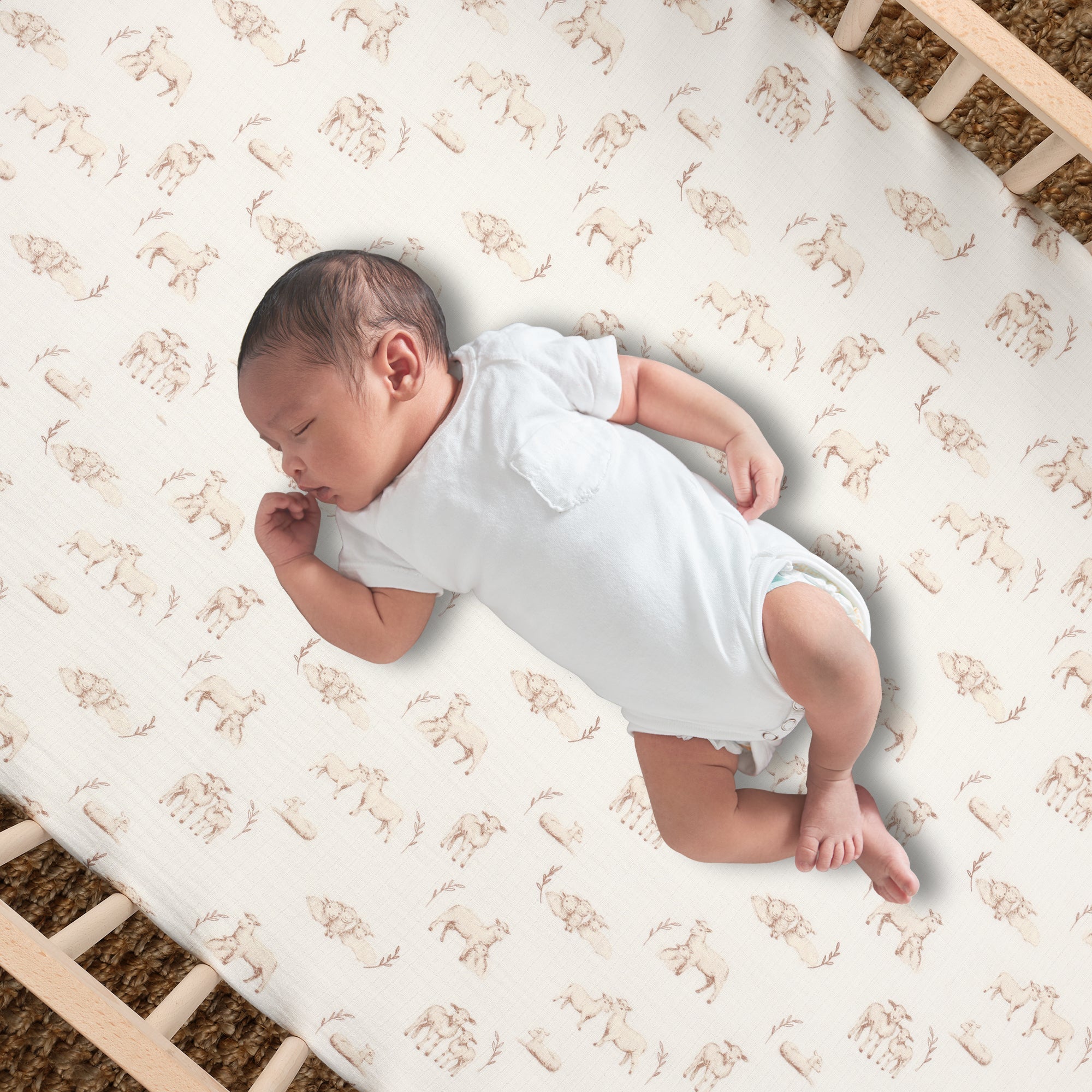 Signature Organic Cotton Lamb Fitted Crib Sheet