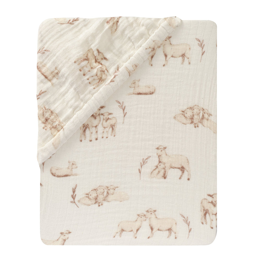 Signature Organic Cotton Lamb Fitted Crib Sheet