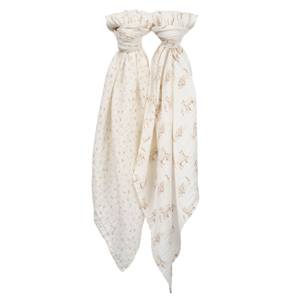 Signature Organic Lamb/Floral Swaddle Blankets