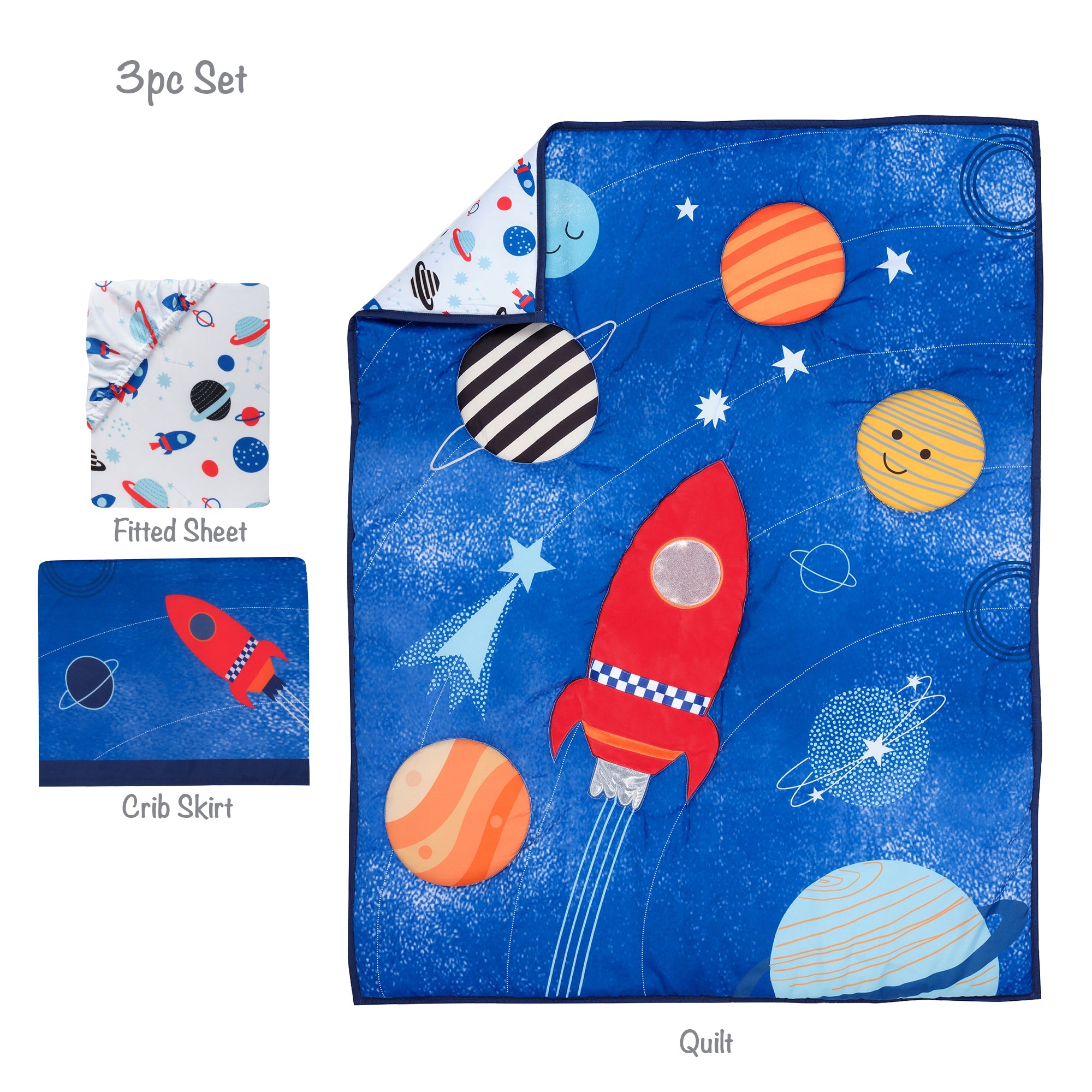 Space Galaxy 3-Piece Crib Bedding Set